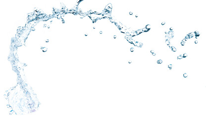 Blue water splash Beautiful splashing clean water Isolated on white background