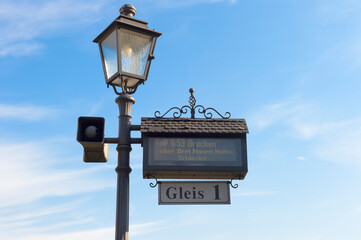 Wernigerode Railway Station and sign, Harz, Saxony-Anhalt, Germany