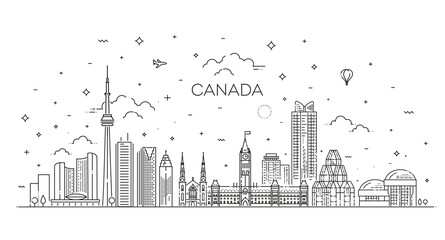 Canada architecture line skyline illustration - 374894030