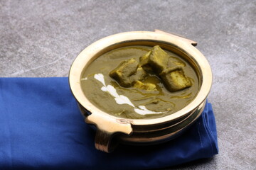 Palak Paneer Curry made up of spinach and cottage cheese, Popular Indian healthy Lunch/Dinner food menu.