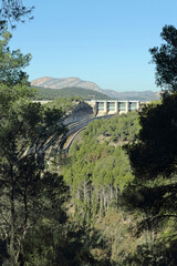Dam and reservoir for hydropower generation in El Chorro, Andalucia, Spain: 