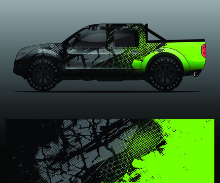 Truck And Vehicle Graphic Vector. Racing Background For Vinyl Wrap And Decal