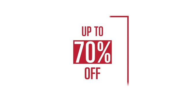 Big sale up to 70% off motion graphic 4k video animation. Royalty free stock footage. Seamless deal offer promo banner.