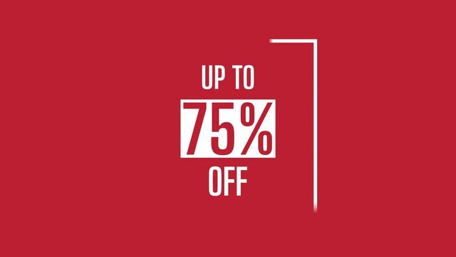 Big sale up to 75% off motion graphic 4k video animation. Royalty free stock footage. Seamless deal offer promo banner.`
