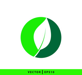 Leaf icon vector logo design template flat style illustration
