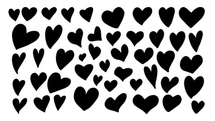 set vector illustrations hand drawn heart Icons set for valentines and wedding