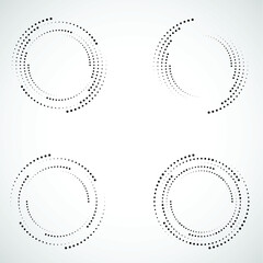 Halftone dots in circle form. round logo . vector dotted frame . design element