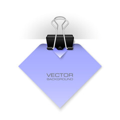 Clothes peg office. Clerical pin for paper background. Office clip with paper sticker. Clerical clerk with paper sheet