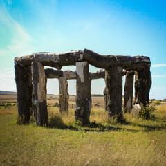 'woodhenge' wooden structure overlooking an area of natural outstanding beauty