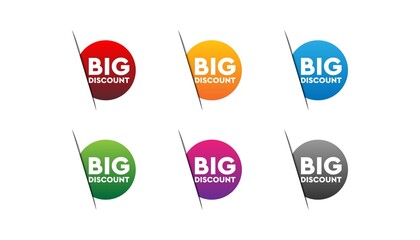 Big discount sticker set banner design template.
