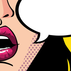 sexy woman lips with speech bubble, pop art style © djvstock