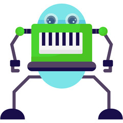 
Music robot style, flat icon of artificial intelligence
