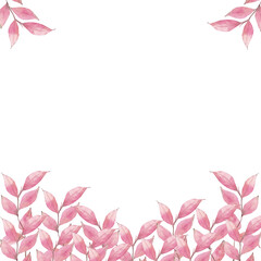 Frame of watercolor leaves on  background. Use for design invitations, birthdays, weddings.