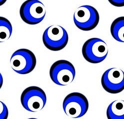 Abstract Hand Drawing Geometric Circles Evil Eye Beads Repeating Pattern Isolated Background