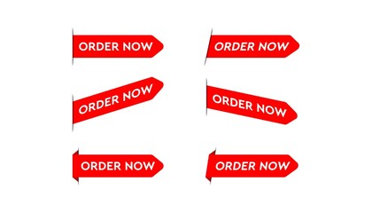Order now sticker set banner design template.