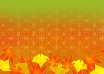 紅葉のある秋のイメージの背景イラスト