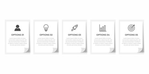 Business process infographic template. Thin line design with numbers 5 options or steps. Vector illustration graphic design