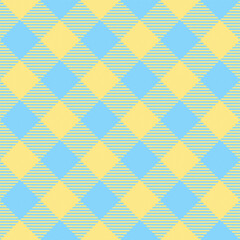 Ukraine flag colors diagonal tartan traditional ornament repeatable pattern, textile texture from plaid, tablecloths, shirts, clothes, dresses, bedding, blankets. editable vector illustration