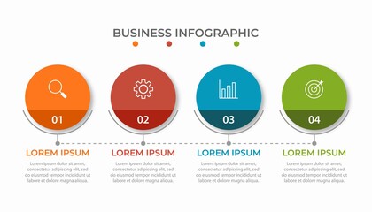 Business process infographic template. Thin line design with numbers 4 options or steps. Vector illustration graphic design