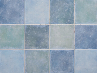 Closeup shot of blue patterned Spanish tiles - perfect for background