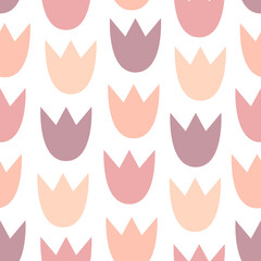Fototapeta na wymiar Abstract tulips lotus seamless pattern. Repetitive vector illustration of abstract tulips lotus on transparent background. Elegant abstract pattern.