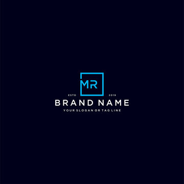 letter MR with a square design vector