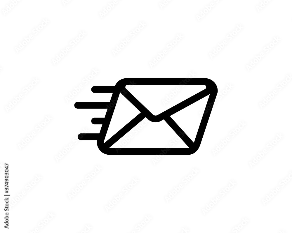 Poster send message icon. sending a envelope. speed mail. fast email delivery symbol. vector on isolated wh