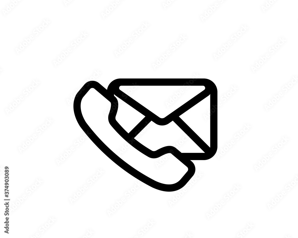 Poster envelope with phone. email, message line icon. communication. vector on isolated white background. e