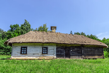Fototapeta na wymiar Wooden old house in meadow