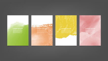 Set of colorful vector watercolor backgrounds for poster, brochure or flyer, Bundle of watercolor posters, flyers or cards. Banner template with painted background