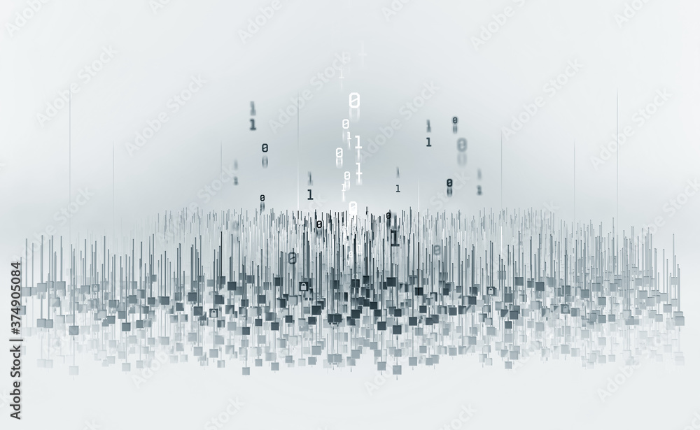 Poster BigDate. Artificial Intelligence. Control over the global network. 3D illustration on a futuristic background