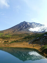 Autumn's Daisetsusan mountain / Asahidake with pond Asahikawa Hokkaido Japan