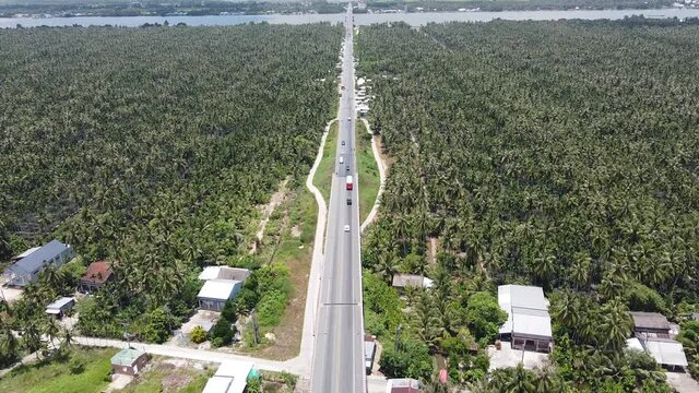 aerial view of church in the village kien giang province