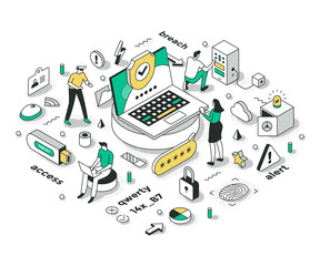 Strong Password & Security Isometric Concept