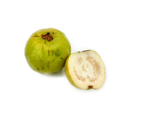 Guava amrud cut slices white pulp with Space for text