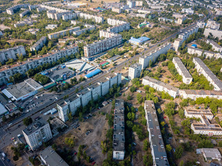 Aerial view of urban area in Ukraine