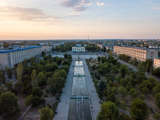 Top view of buildings in small sity in Ukraine