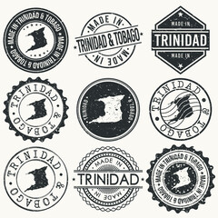 Trinidad and Tobago Travel Stamp Made In Product Stamp Logo Icon Symbol Design Insignia.
