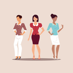 Obraz premium set of businesswomen in different poses, office uniforms