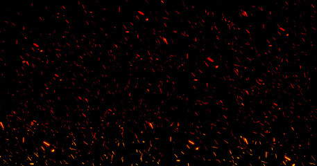 Abstract image of Fire sparkles or particles isolated on black background.