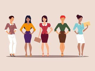 Fototapeta premium set of elegant businesswomen in different poses
