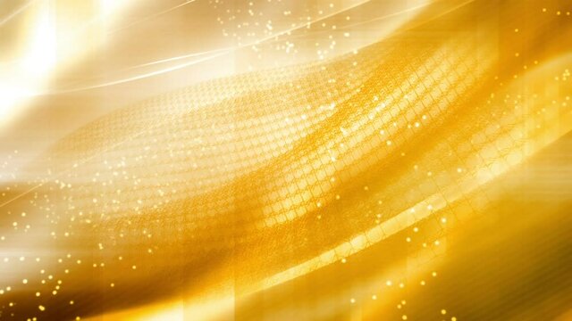 Looping gold and yellow lattice bright animated CG background 