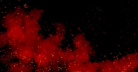 Photo sur Plexiglas Fumée Abstract image of Fire sparkles or particles with red smoke in black background.