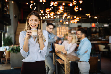 Coworker business colleagues working together in office