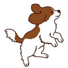 Outlined Brown Cavalier King Charles Spaniel jumping