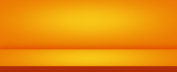Empty space of Orange stage with lighting effect background for product showing.