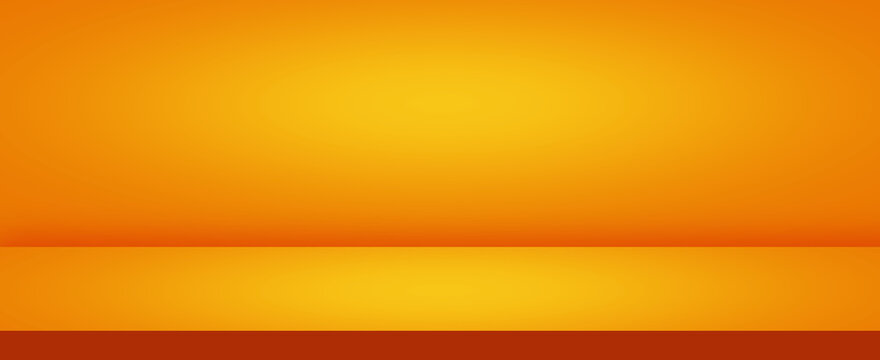 Empty Space Of Orange Stage With Lighting Effect Background For Product Showing.