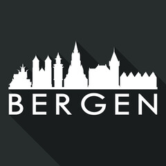 Fototapeta premium Bergen Flat Icon Skyline Silhouette Design City Vector Art Famous Buildings.