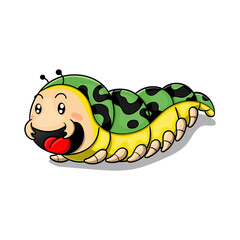 Adorable Caterpillar crawling and greeting with happy faces Cartoon Vector