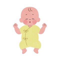 仰向けに眠る新生児赤ちゃん　主線無し